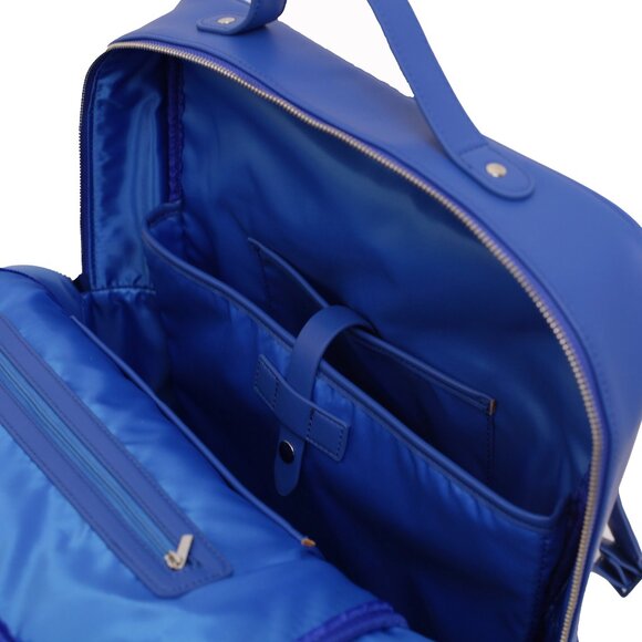 BLUE BACKPACK MONOCHROME VEGAN LEATHER - Picture 3 of 5